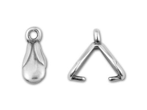 JBB Antique Silver-Plated Pewter Single Leaf Design Pinch Bail JBB Antique Silver-Plated Pewter Single Leaf Design Pinch Bail