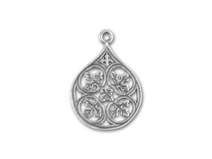 JBB Antique Sterling Silver Leaves Teardrop Pendant JBB Antique Sterling Silver Leaves Teardrop Pendant