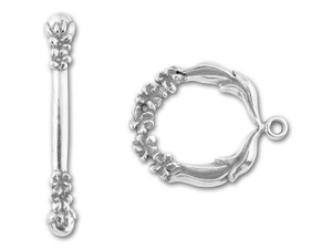 JBB Antique Sterling Silver Leaves with Flowers Toggle Clasp JBB Antique Sterling Silver Leaves with Flowers Toggle Clasp