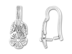 JBB Antique Sterling Silver Stem, Leaves, and Flower Pinch Bail