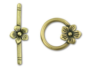 JBB Antique Vintage Brass-Plated Pewter Flower Toggle Clasp JBB Antique Vintage Brass-Plated Pewter Flower Toggle Clasp
