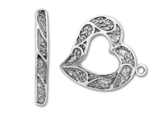 JBB Sterling Filigree Heart Toggle Clasp JBB Sterling Filigree Heart Toggle Clasp