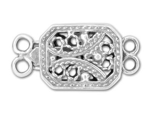 JBB Sterling Rectangular Filigree 2-Strand Pearl Clasp JBB Sterling Rectangular Filigree 2-Strand Pearl Clasp