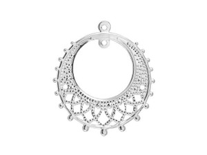 25mm Silver-Plated 2-Hole Round Lacy Chandelier 25mm Silver-Plated 2-Hole Round Lacy Chandelier