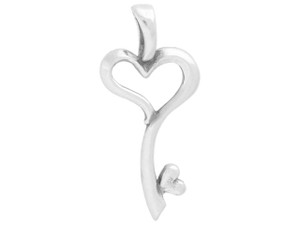 JBB Sterling Silver Heart Key Charm with Large Loop JBB Sterling Silver Heart Key Charm with Large Loop