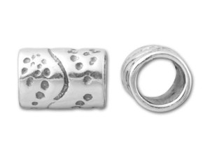JBB Sterling Silver Recessed Lines and Dot Design Tube Bead JBB Sterling Silver Recessed Lines and Dot Design Tube Bead