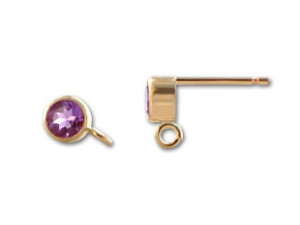 Gold-Filled 14K/20 4mm Round Amethyst Earring Post (1 Pair) Gold-Filled 14K/20 4mm Round Amethyst Earring Post (1 Pair)