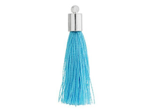 Large Turquoise Tassel with Silver Cap Large Turquoise Tassel with Silver Cap