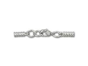 Leather Cord USA 1.5mm Silver-Plated Pewter Ridged Glu-N-Go Lobster Clasp Set
