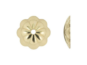 9mm Leaf Pattern Bead Caps, Gold Plated, Pack of 20 - Golden Age Beads