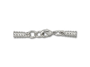 Leather Cord USA 2mm Silver-Plated Stainless Steel Ridged Glu-N-Go Lobster Clasp Set