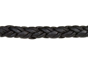 Black Braided Leather Cord, 4 Strand, 3mm, Per Foot - Jewelry