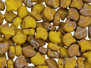 Matubo 2-Hole Matte Opaque Yellow Rembrandt Ginkgo Leaf Bead 2.5-Inch Tube Matubo 2-Hole Matte Opaque Yellow Rembrandt Ginkgo Leaf Bead 2.5-Inch Tube