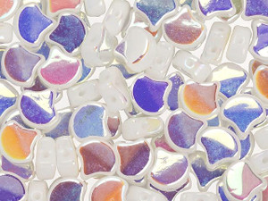 Matubo 2-Hole Opaque White Double Sided AB Ginkgo Leaf Bead 2.5-Inch Tube Matubo 2-Hole Opaque White Double Sided AB Ginkgo Leaf Bead 2.5-Inch Tube