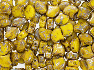 Matubo 2-Hole Opaque Yellow Rembrandt Ginkgo Leaf Bead 2.5-Inch Tube Matubo 2-Hole Opaque Yellow Rembrandt Ginkgo Leaf Bead 2.5-Inch Tube