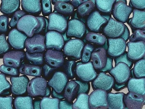 Matubo 2-Hole Polychrome Indigo Orchid Ginkgo Leaf Bead 2.5-Inch Tube
