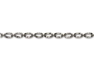 3x4.8mm Gunmetal-Plated Textured Oval Link Chain by the Foot 3x4.8mm Gunmetal-Plated Textured Oval Link Chain by the Foot