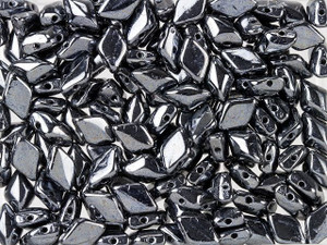 Matubo GemDuo 8 x 5mm Hematite Czech Glass 2-Hole Bead 2.5-Inch Tube