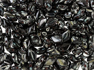 Matubo GemDuo 8 x 5mm Jet Picasso Czech Glass 2-Hole Bead 2.5-Inch Tube