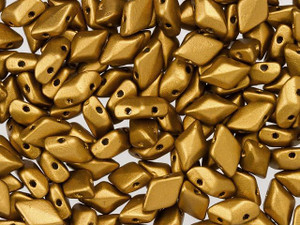 Matubo GemDuo 8 x 5mm Matte Metallic Antique Gold Czech Glass 2-Hole Bead 2.5-Inch Tube