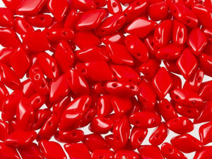 Matubo GemDuo 8 x 5mm Opaque Red Czech Glass 2-Hole Bead 2.5-Inch Tube