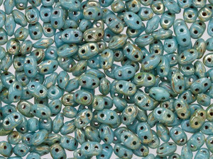Matubo MiniDuo 2 x 4mm Blue Turquoise with Silver Picasso 2-Hole Czech Beads 2.5-Inch Tube Matubo MiniDuo 2 x 4mm Blue Turquoise with Silver Picasso 2-Hole Czech Beads 2.5-Inch Tube