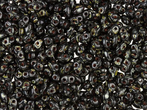 Matubo MiniDuo 2 x 4mm Jet Picasso 2-Hole Seed Bead 2.5-Inch Tube Matubo MiniDuo 2 x 4mm Jet Picasso 2-Hole Seed Bead 2.5-Inch Tube