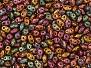 Matubo MiniDuo 2 x 4mm Matte Metallic Bronze Iris 2-Hole Seed Bead 2.5-Inch Tube