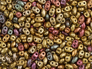 Matubo MiniDuo 2 x 4mm Matte Metallic Gold Iris 2-Hole Czech Beads 2.5-Inch Tube Matubo MiniDuo 2 x 4mm Matte Metallic Gold Iris 2-Hole Czech Beads 2.5-Inch Tube