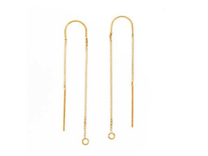 Gold-Filled 14K/20 U-Top Box Chain Drop Ear Thread with Ring (1 Pair) Gold-Filled 14K/20 U-Top Box Chain Drop Ear Thread with Ring (1 Pair)