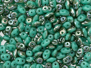 2-Hole SUPERDUO 2x5mm Czech Glass Seed Beads TURQUOISE (2.5 tube)