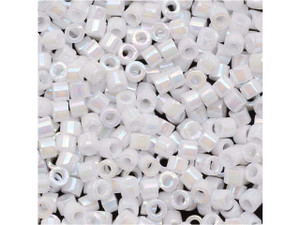 Miyuki 11/0 Opaque AB White Delica Seed Bead 2.5-Inch Tube Miyuki 11/0 Opaque AB White Delica Seed Bead 2.5-Inch Tube