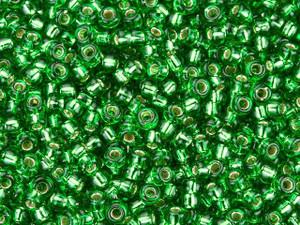 Miyuki 11/0 Round Seed Beads - Green Silver-Lined 2.5-Inch Tube Miyuki 11/0 Round Seed Beads - Green Silver-Lined 2.5-Inch Tube