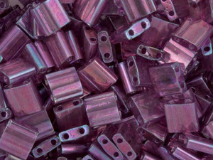 ccTLH1898 - Miyuki HALF Tila Beads Purple Gray Rainbow Luster 5x2.5mm (35  beads)