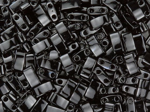 Miyuki 5x2.3mm Opaque Black Half Tila Bead 2.5-Inch Tube