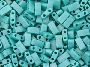 Miyuki 5x2.3mm Opaque Matte Rainbow Aqua Half Tila Bead 2.5-Inch Tube