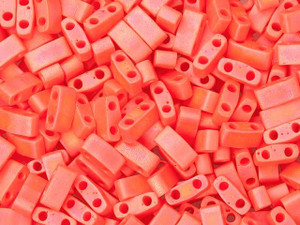 Miyuki 5x2.3mm Opaque Matte Rainbow Dark Orange Half Tila Bead 2.5-Inch Tube