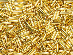 Miyuki 6mm Metallic Gold Iris Bugle Beads 5-Inch Tube