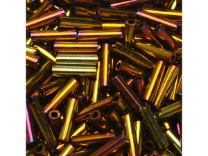 Miyuki 6mm Dark Topaz Rainbow Gold Bugle Beads 5-Inch Tube