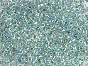 Miyuki 8/0 Round Seed Beads - Seagreen-Lined Crystal AB 22g Vial Miyuki 8/0 Round Seed Beads - Seagreen-Lined Crystal AB 22g Vial