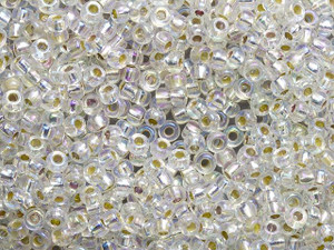 Miyuki 8/0 Round Seed Beads - Silver-Lined Crystal AB 22g Vial