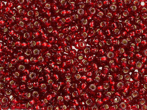Miyuki 8/0 Round Seed Beads - Silver-Lined Ruby 22g Vial Miyuki 8/0 Round Seed Beads - Silver-Lined Ruby 22g Vial