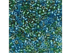Miyuki 11/0 Color-Lined Sparkle Green/Blue Mix Delica Seed Beads 2.5-Inch Tube Miyuki 11/0 Color-Lined Sparkle Green/Blue Mix Delica Seed Beads 2.5-Inch Tube