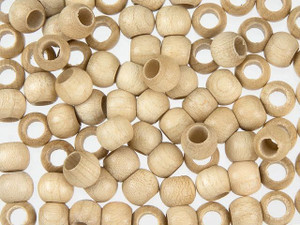 Natural 8 x 6mm Round Large-Hole Euro Wood Beads Natural 8 x 6mm Round Large-Hole Euro Wood Beads