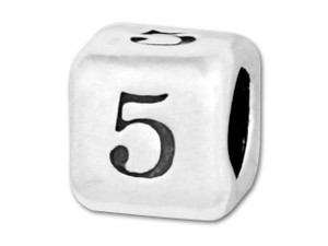 Sterling Rounded Number Bead - 5 Sterling Rounded Number Bead - 5