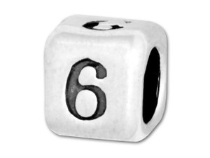Sterling Rounded Number Bead - 6 Sterling Rounded Number Bead - 6