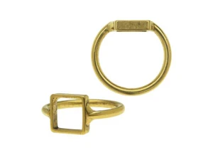 Nunn Design Antique Gold-Plated Brass Itsy Square Open Frame Ring Size 6