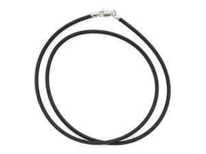 16-Inch 2mm Rubber Necklace - Black with Sterling Silver Clasp 16-Inch 2mm Rubber Necklace - Black with Sterling Silver Clasp