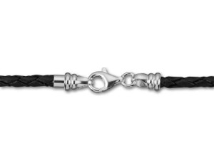 Black Braided Genuine Leather Necklace Cord