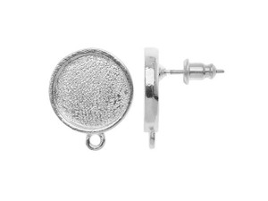 NUNN DESIGN Itsy Round Bezel Earring Post Silver Plated Pewter (1 pair)